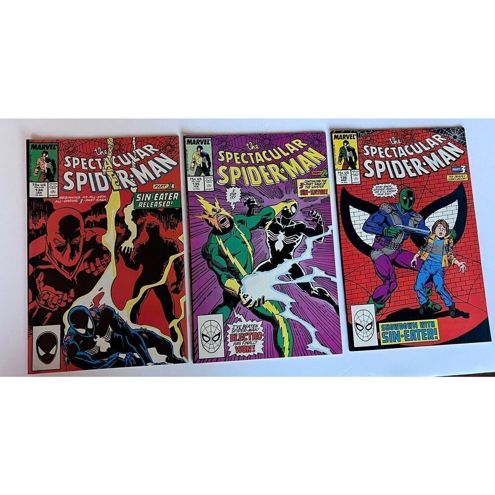 SPECTACULAR SPIDER-MAN #134 #135 #136 (1988) Death of Sin Eater